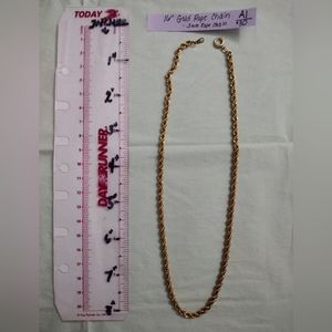 16", 14KTGP, 3mm rope thickness, Gold Necklace